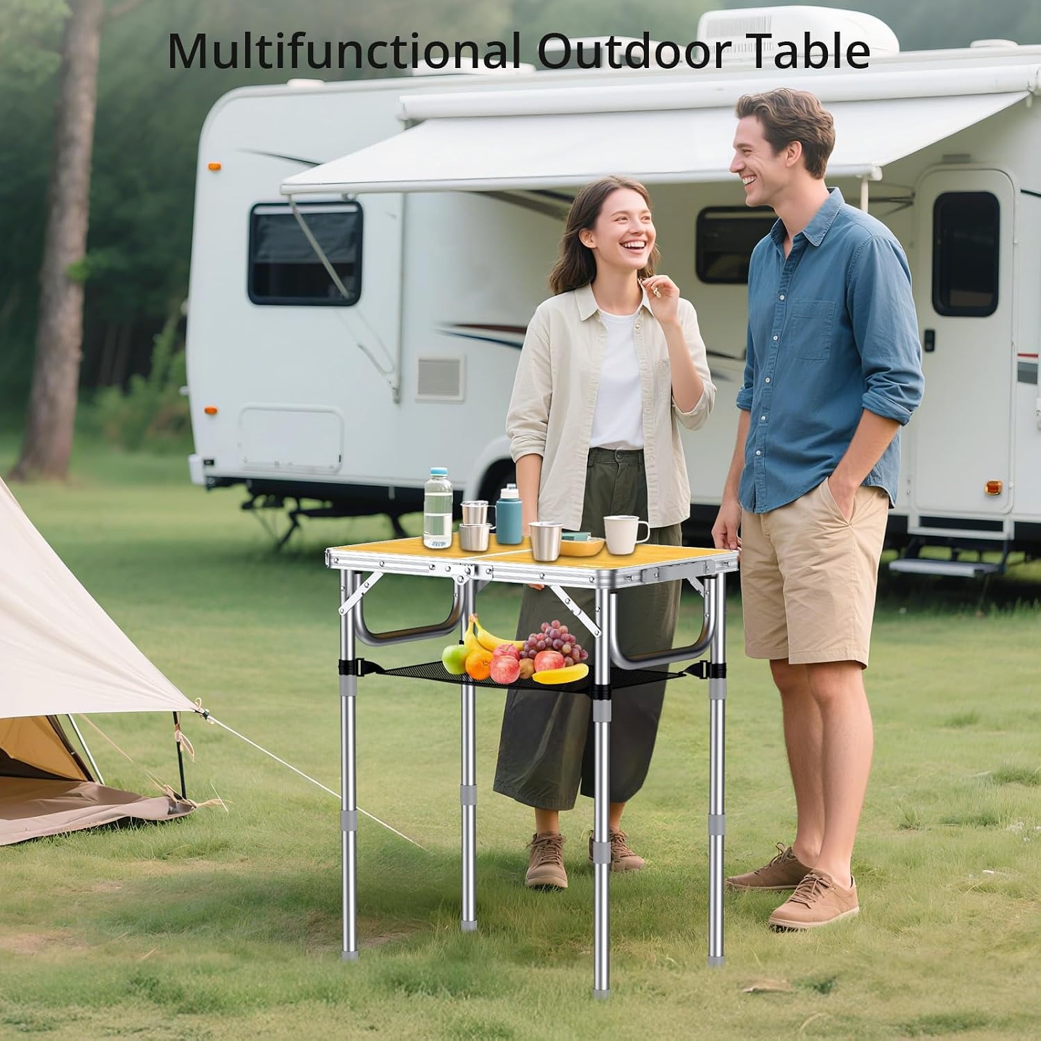 Anbte Adjustable Height Folding Camping Table: image 3