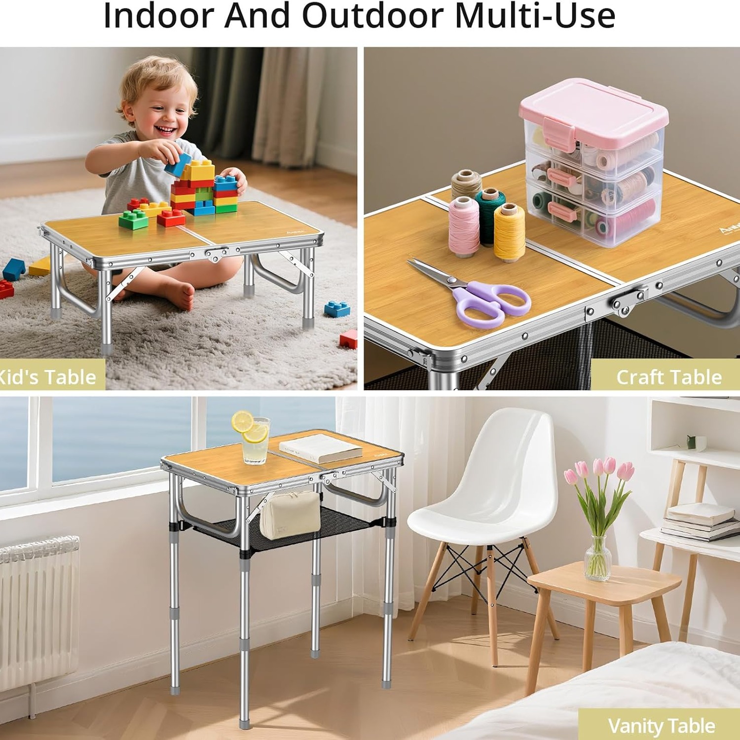 Anbte Adjustable Height Folding Camping Table: image 5