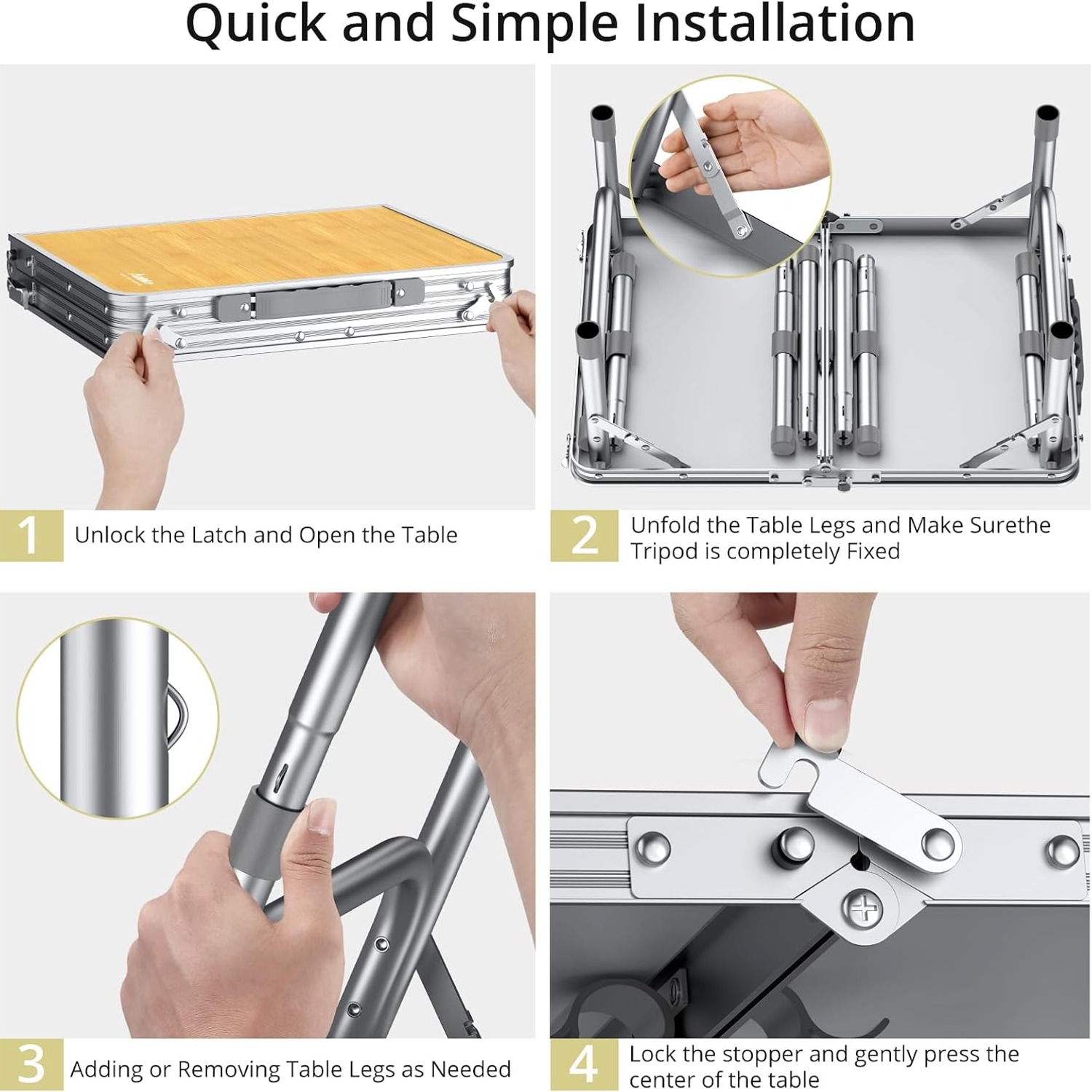 Anbte Adjustable Height Folding Camping Table: image 10