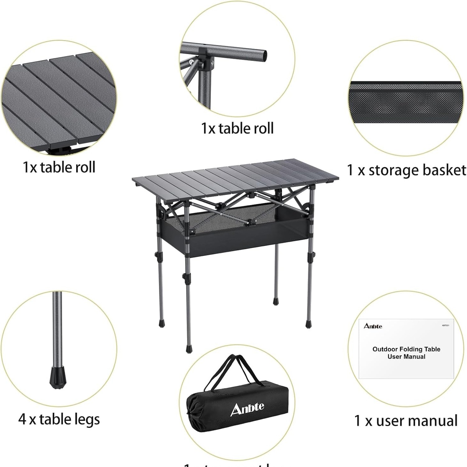 Anbte Roll Top Aluminum Camping Table: image 8