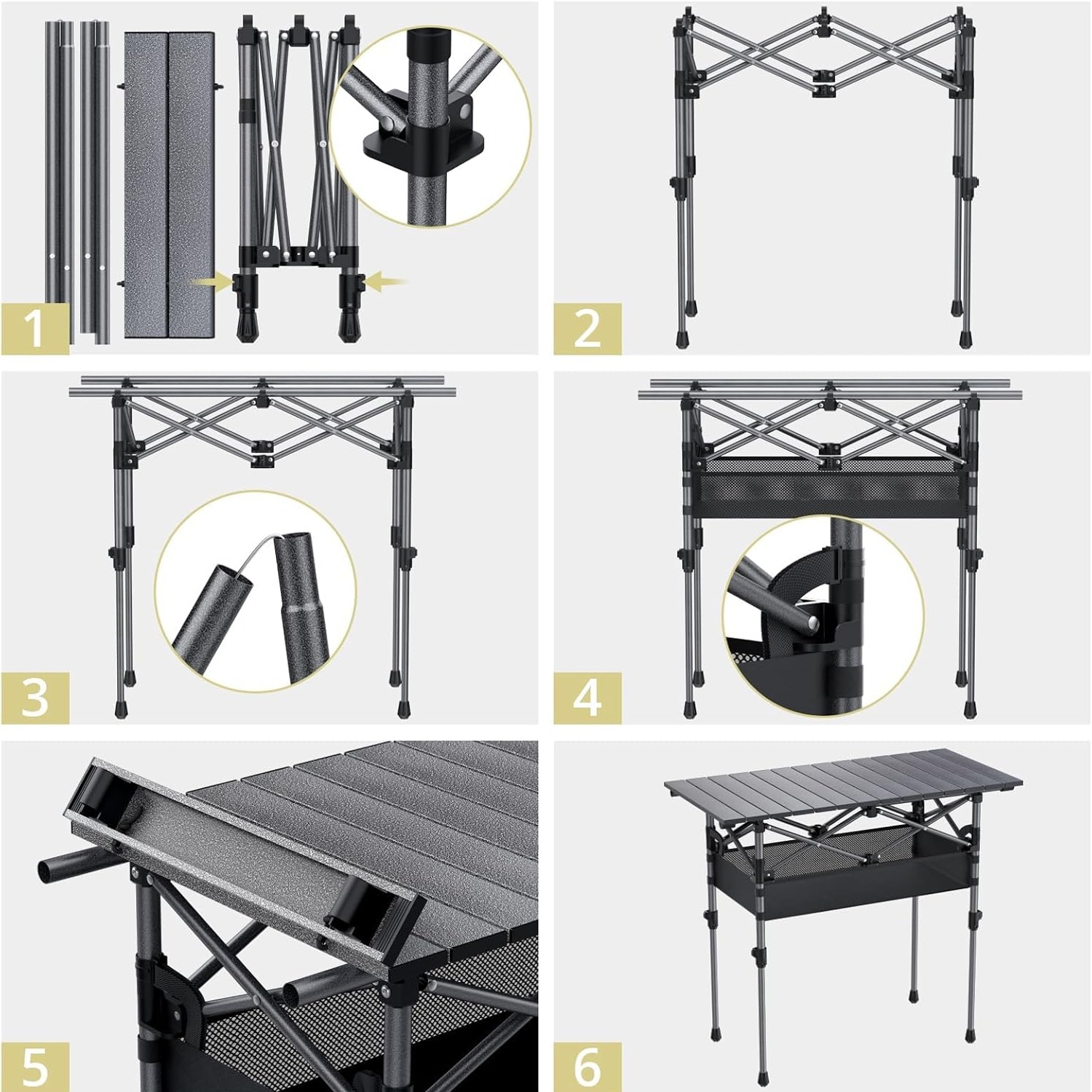 Anbte Roll Top Aluminum Camping Table: image 9
