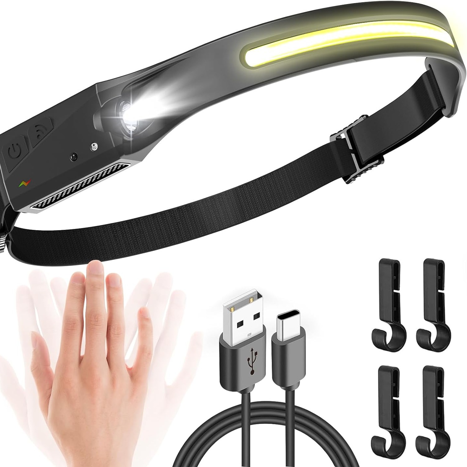 Rechargeable LED Headlamp 2 Pack with Motion Sensor: image 2
