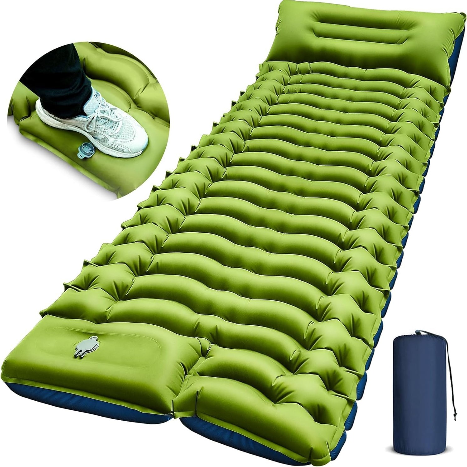 Yuzonc Foot Pump Camping Air Mattress with Built-In Pillow