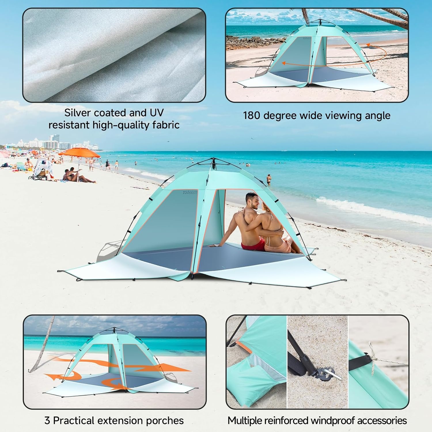 Temaster Automatic Pop Up Beach Tent Sun Shelter: image 4